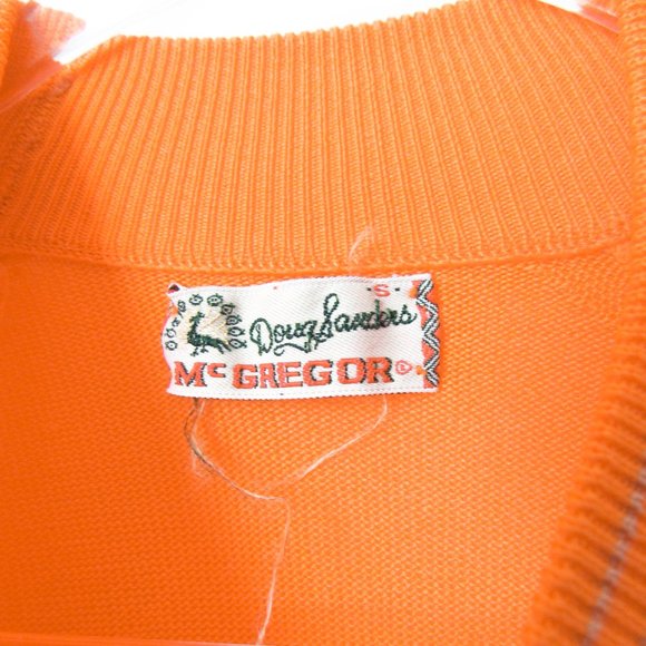 TRUE VINTAGE 60s Bright Orange Golf Shirt Preppy Sporty Style Stretch Knit- S - Picture 2 of 9